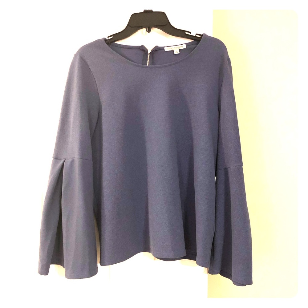 Green Envelope Periwinkle Top with Bell Sleeves